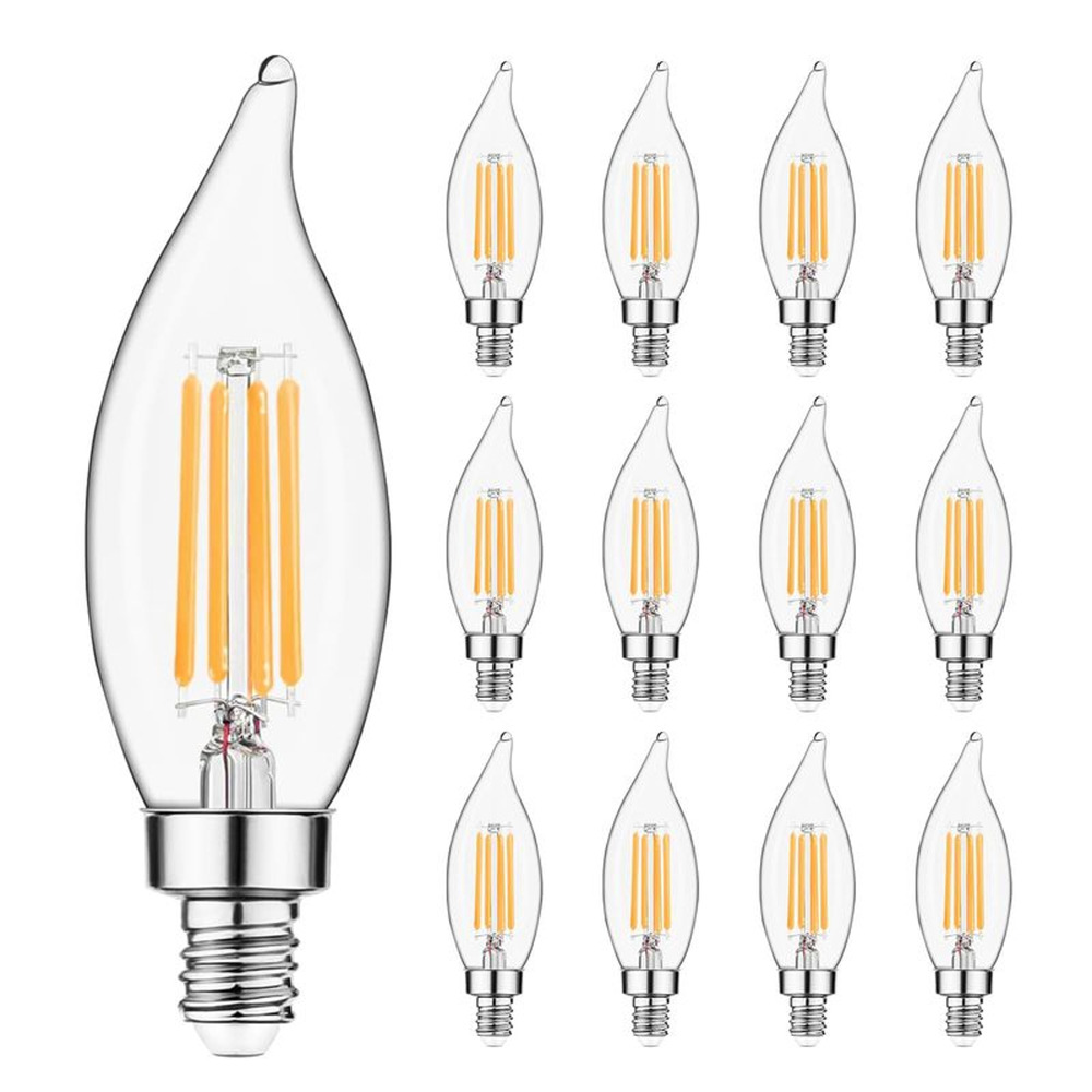 12 Pack Sigalux E12 Candelabra Bulb Dimmable LED 60 watt Equivalent, 2700K Warm